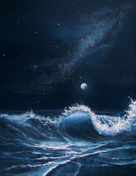 Learn how to paint the ocean, waves, and gorgeous night sky in this ...