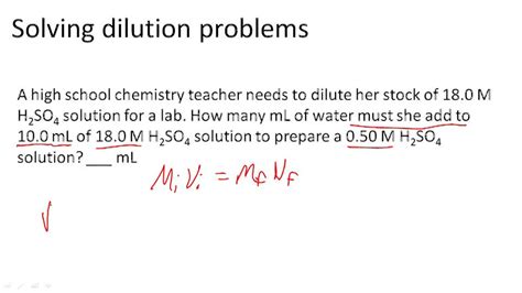 Dilution (M[i]V[i]=M[f]V[f]) - Example 1 ( Video ) | Chemistry | CK-12 ...