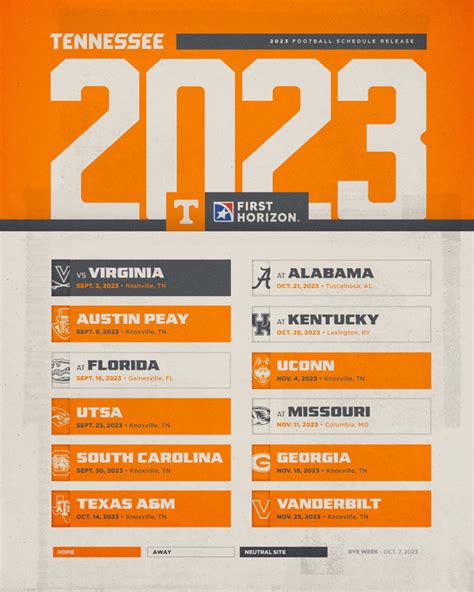 [High Resolution] Vols Football Schedule 2023