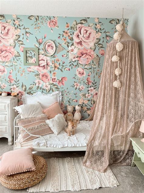 Floral Kids Wallpaper | Girls bedroom wallpaper, Vintage kids room ...