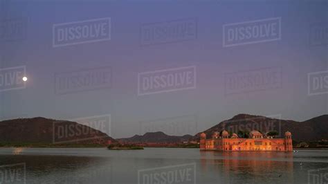 Night view of Jal mahal palace and lake in Jaipur, India - Stock Photo ...