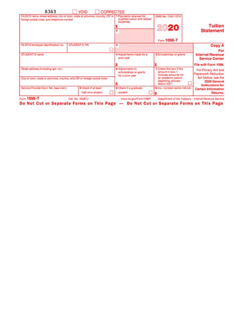 Fillable 1098 T Form - Printable Forms Free Online