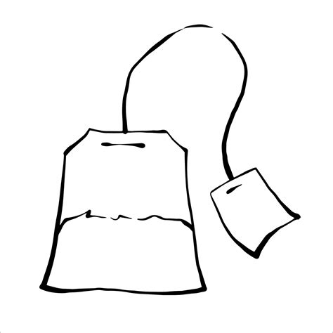 Black and white tea bag outline drawing. 16086951 Vector Art at Vecteezy