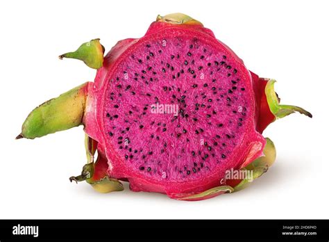 Dragon fruit half front view isolated on white background Stock Photo ...