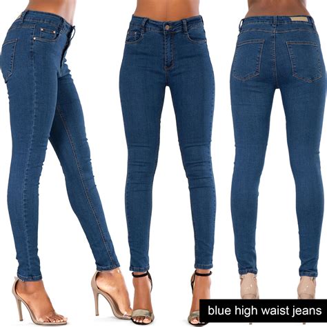 New Womens HIGH Waist Denim SEXY Skinny Leg Stretchy Jeans Sizes 6 8 10 ...