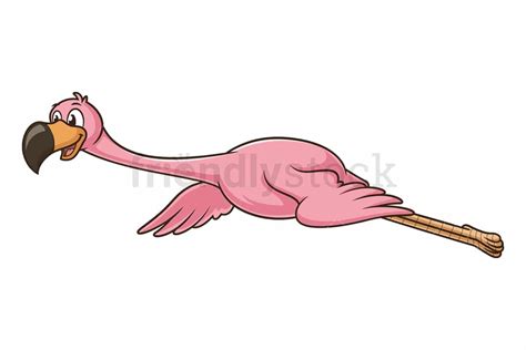 Flamingo Flying Cartoon Clipart Vector - FriendlyStock