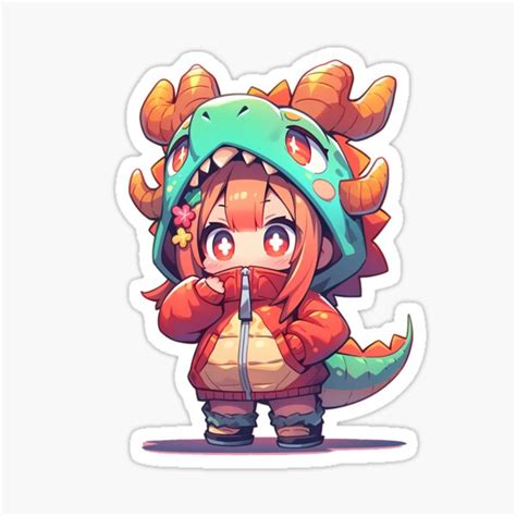 "Chibi Girl In Dragon Hoodie" Sticker for Sale by Mannyphy | Redbubble