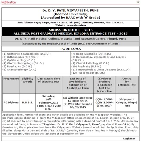 DY Patil Medical College, Pune Announces Exam for PG 2015 « MDMS Guidance