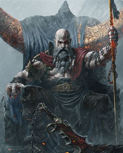 God of War Fanart Exhibits the Mighty Kratos Upon His Throne Kratos God ...