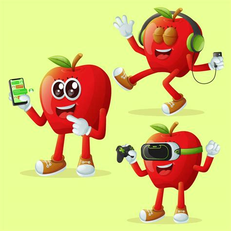 Cute apple characters and technology 23261027 Vector Art at Vecteezy