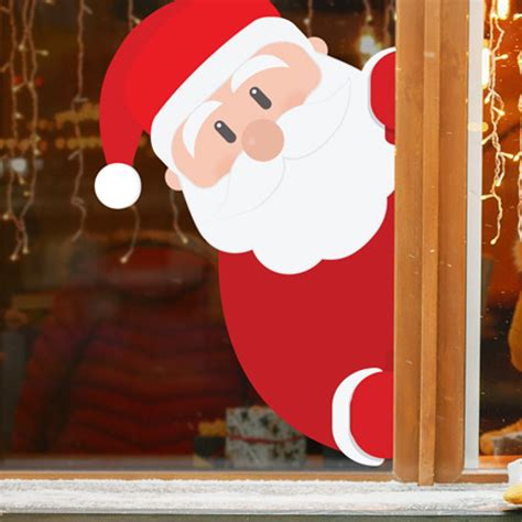 Santa Peeping Christmas Removable Window Sticker | Graphics UK