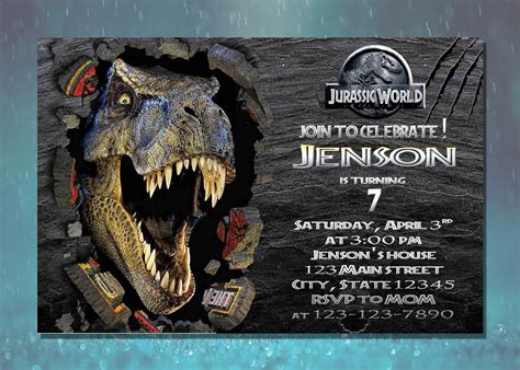 Jurassic Birthday Invitation, Jurassic World, Jurassic Park, Dinosaur ...