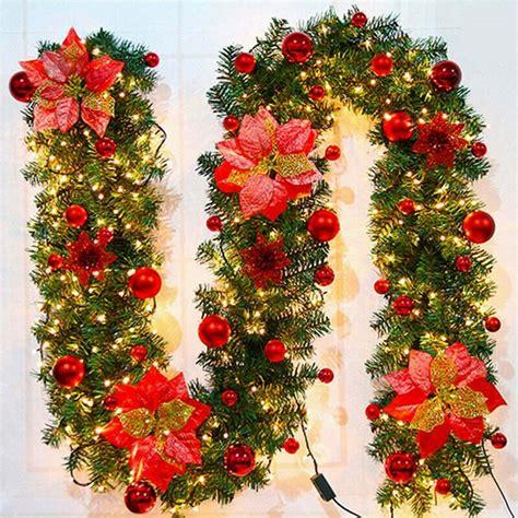 Pre-Lit Christmas Garland, Realistic Christmas Garland with 200 Tips ...