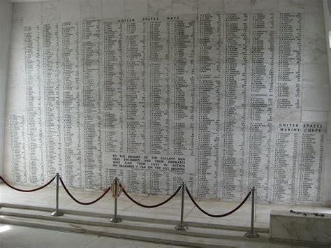 USS Arizona Memorial - names of the dead | See full size | Phillip ...