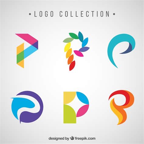 Logos Abstraits De Lettres Colorées "p" | Vecteur Gratuite