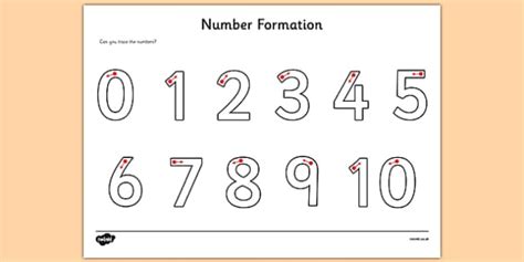 Number Formation Activity Sheet - Number formation, tracing