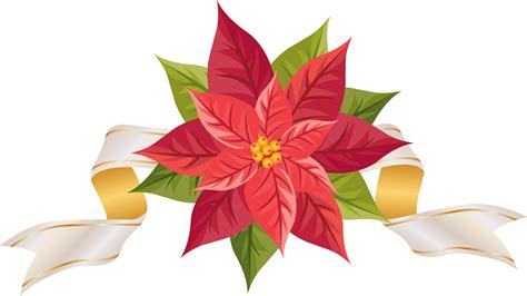 Poinsettia with Ribbon PNG Clipart Image | Gallery Yopriceville - High ...