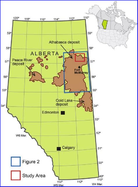 Location of oil sand deposits in northern Alberta and the study area ...