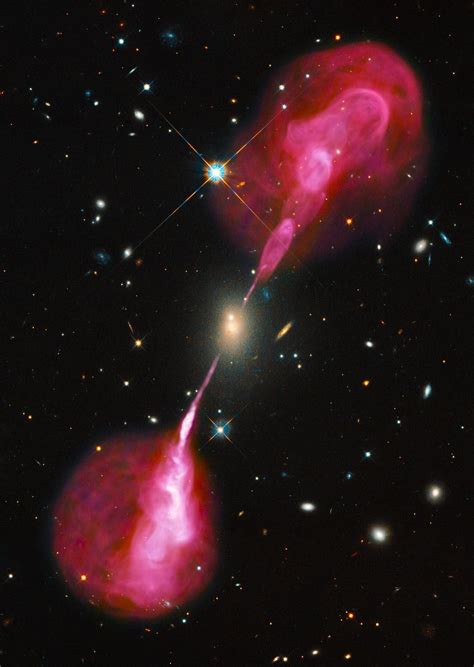 Galaxy Hercules A in the constellation Hercules emits plasma jets ...