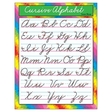 Cursive Alphabet Zaner-Bloser Learning Chart, 17" x 22" - T-38136 ...