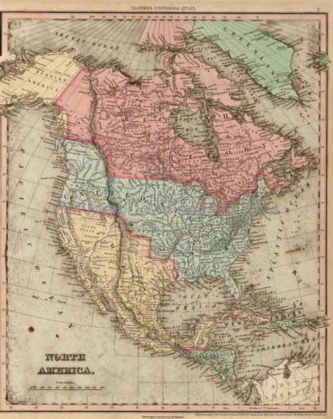 North America Old Map Tanner 1836 JPEG Digital Image Scan Download ...