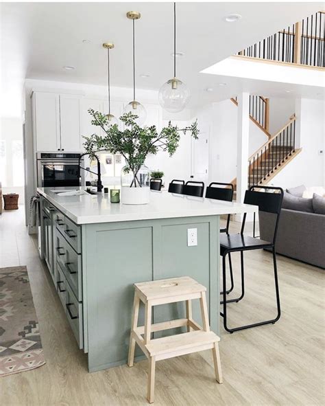 Kitchen! | Green kitchen island, Green kitchen, Chic kitchen