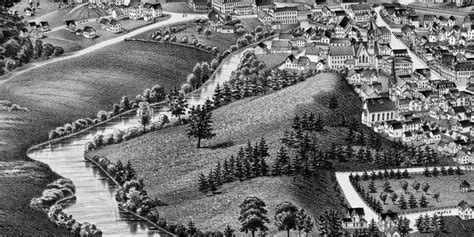 Old map of Athol, Massachusetts from 1887 shows bird’s eye view of town