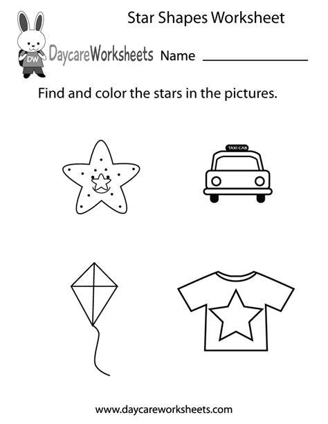 Free Star Shapes Worksheet for Preschool