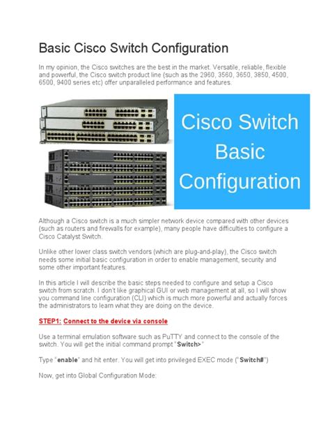 Basic Cisco Switch Configuration | PDF | Network Switch | Command Line ...