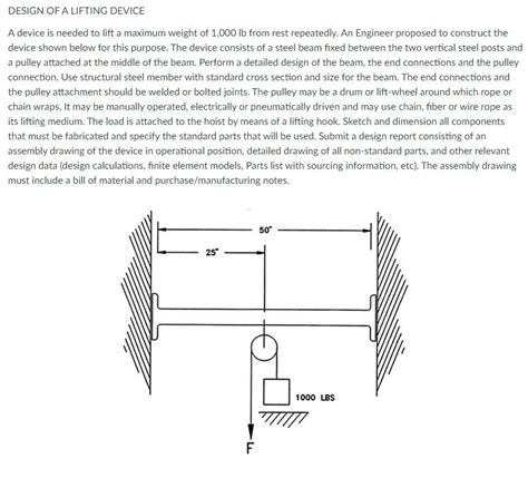 Solved DESIGN OF A LIFTING DEVICE A device is needed to lift | Chegg.com