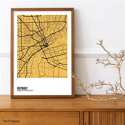 DETROIT Wall Art, Detroit Print, Detroit Map Poster, Modern Minimalist ...