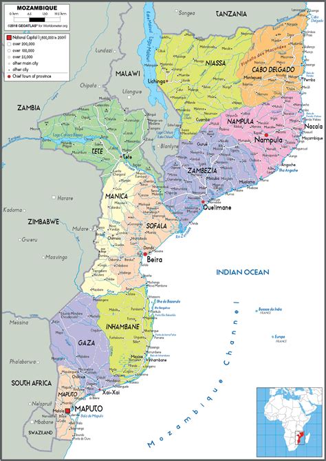 Mozambique Map (Political) - Worldometer