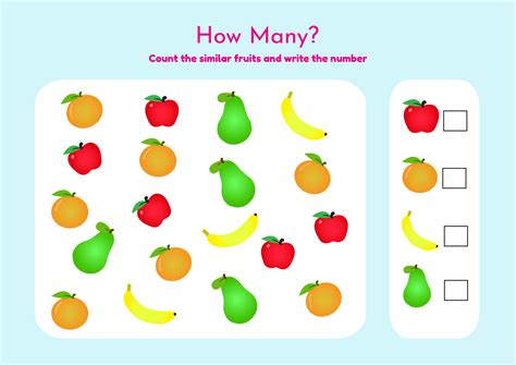 Counting Game for Kids. How Many Fruits? Illustration par lizstudio ...