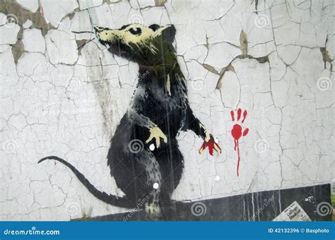 Banksy Graffiti On A Wall Editorial Image | CartoonDealer.com #98665676