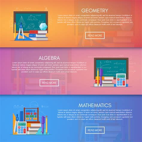 Premium Vector | Geometry, algebra and math banners. science education ...