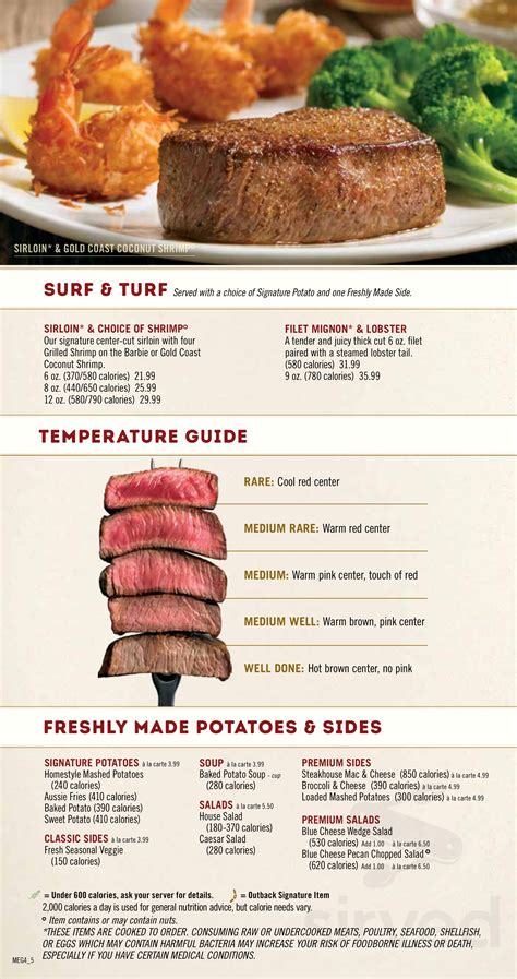 Outback Steakhouse Printable Menu