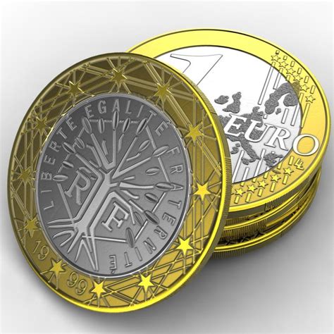 3d coin 1 euro france