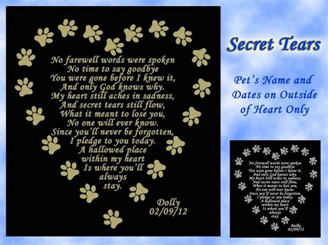 Personalized Pet Memorial Poem Name Plate - Several Sizes & Poem ...