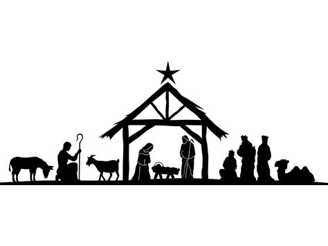 Christmas Silhouette Nativity Graphic by simpline · Creative Fabrica