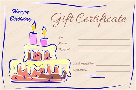 Birthday Gift Certificate (Candles and Cake) – Doc Formats | Free ...