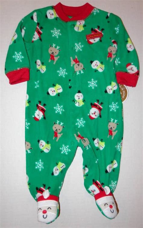 MY FIRST CHRISTMAS Infant Baby Boys 0 3 Month Footed Pajamas Blanket ...