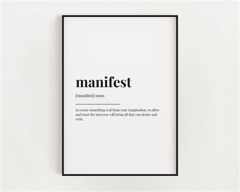 MANIFEST DEFINITION MEANING Printable Wall Art Law of | Etsy