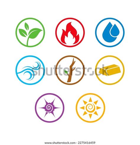 Five Elements Nature Symbols Icon Set Stock Illustration 2275416459 ...