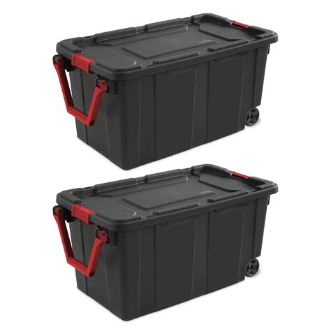 Buy Sterilite, 40 Gal./151 L Wheeled Industrial Tote, Black, Case of 2 ...