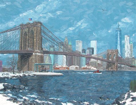 "Brooklyn Bridge in Winter" (New York) - Urban Impressionist - oil ...