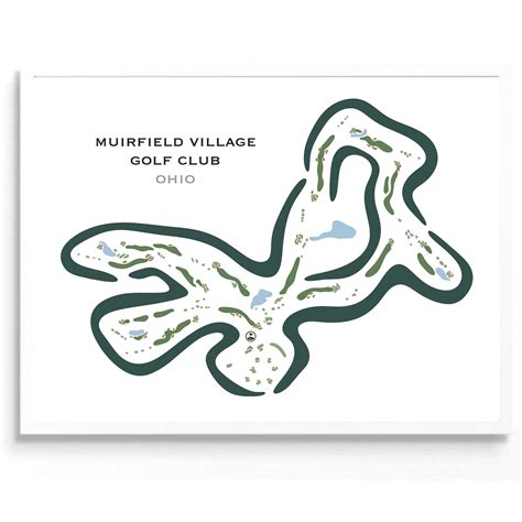 the murffield village golf club map is shown in green and has white ...