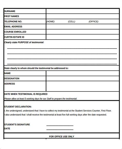 Printable Testimonial Form - Printable Forms Free Online