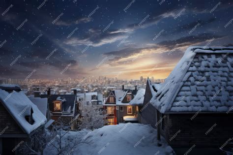 Premium AI Image | Home roof top view with snow