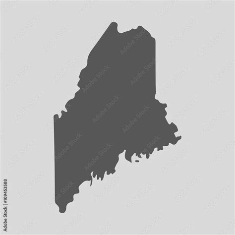 Black map state Maine - vector illustration. Stock Vector | Adobe Stock