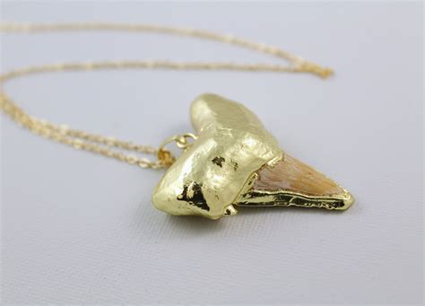 Gold Shark Tooth Necklace Shark Tooth Gold Necklace Large - Etsy